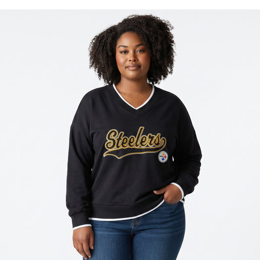 Steelers jet black Women's Pullover