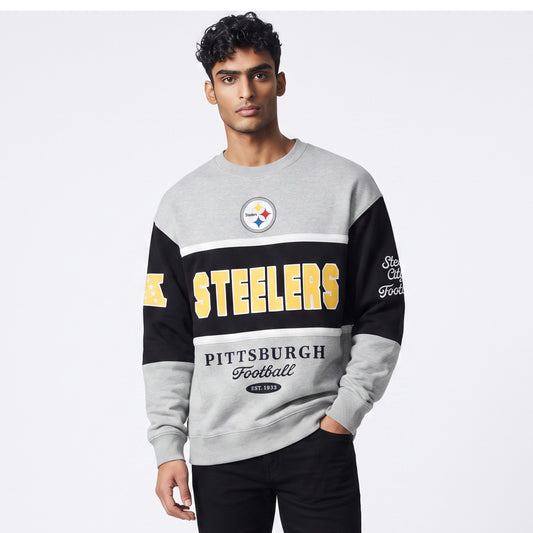 Steelers Black/Gray Blockfield Maximalist ’47 Crewneck