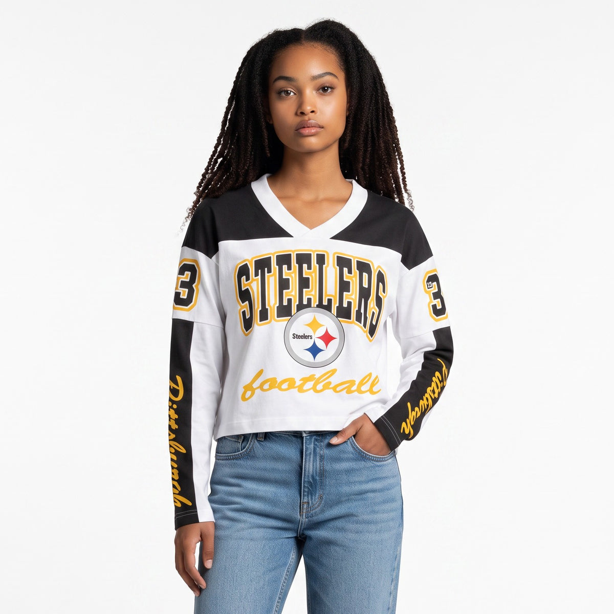 Steelers exclamation ’47 women's metro jersey tee