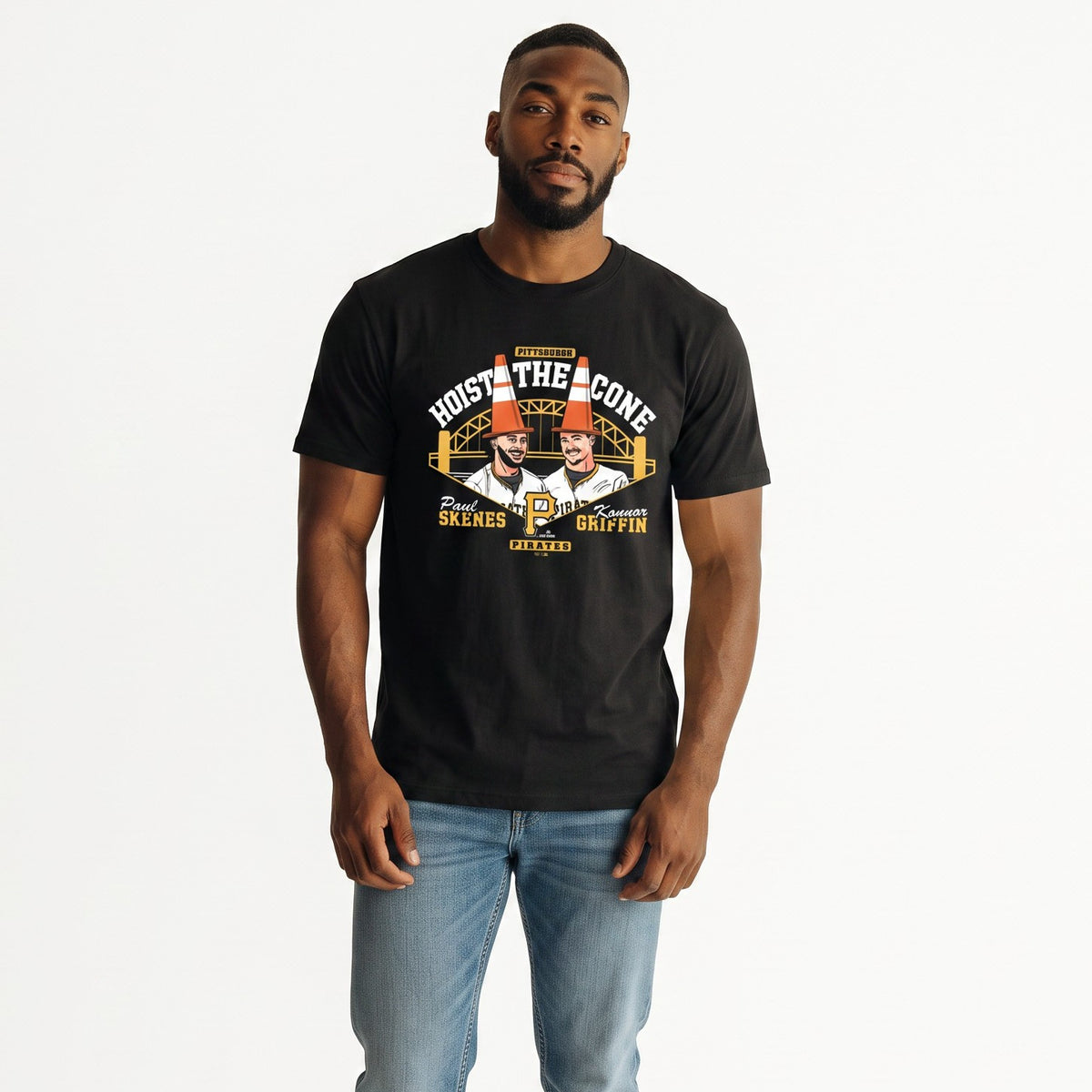 Skenes and Griffin hoist the cone '47 tee