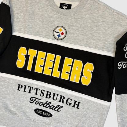 Steelers Black/Gray Blockfield Maximalist ’47 Crewneck