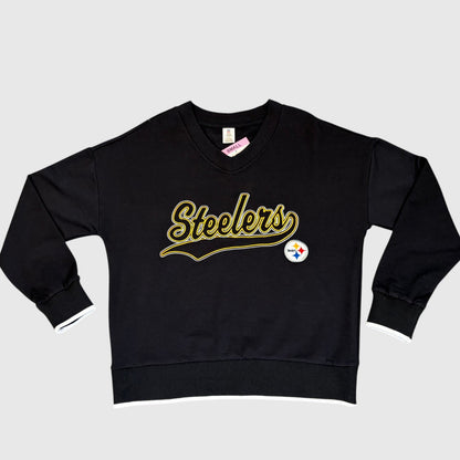 Steelers jet black Women's Pullover