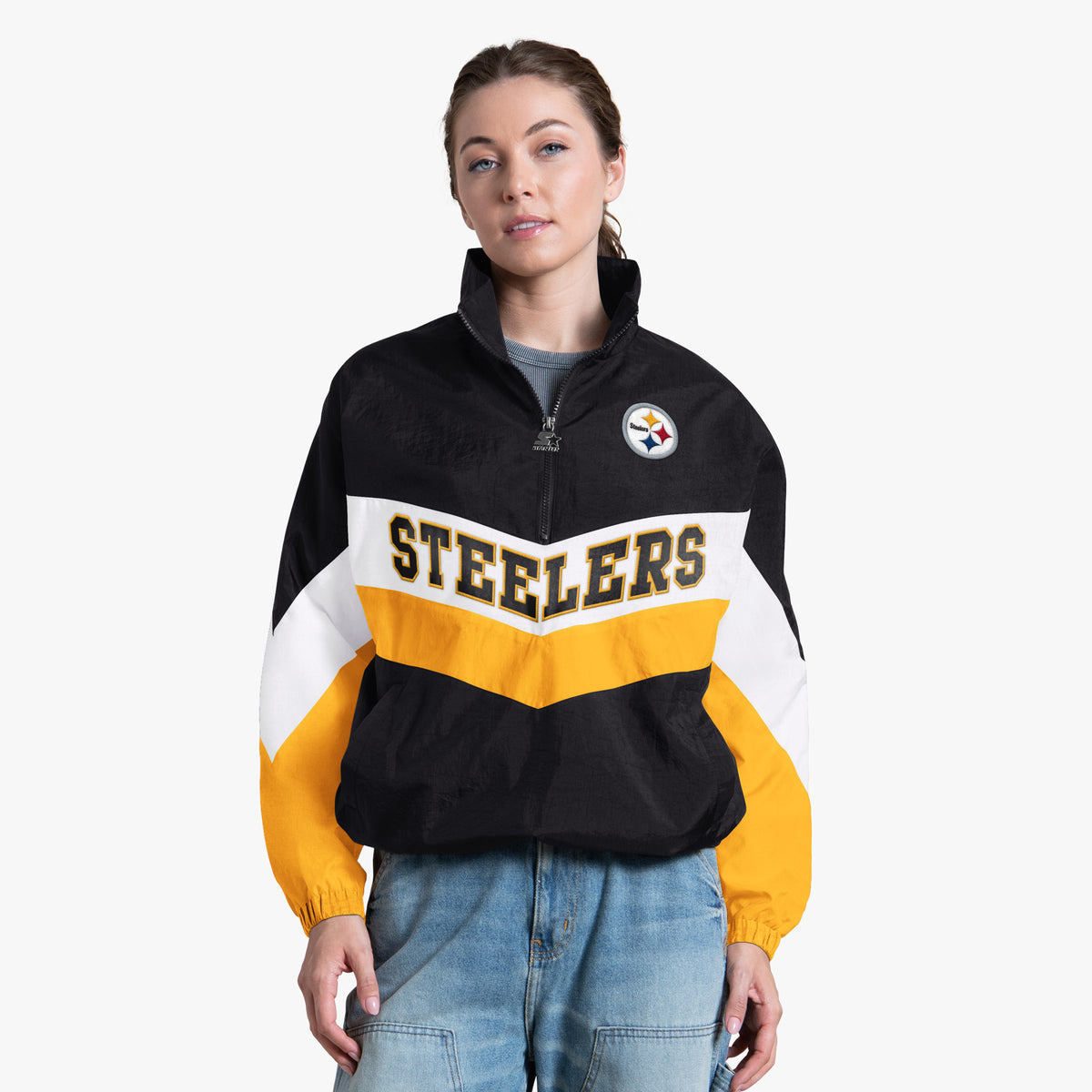 Steelers yardline quarter zip Starter jacket