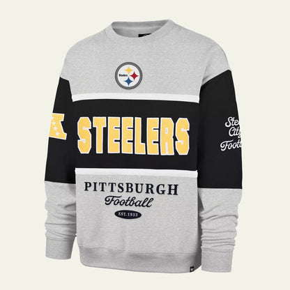Steelers Black/Gray Blockfield Maximalist ’47 Crewneck