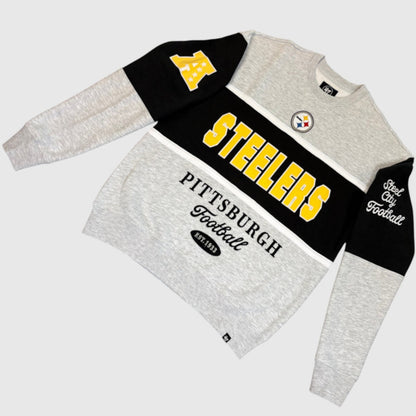 Steelers Black/Gray Blockfield Maximalist ’47 Crewneck